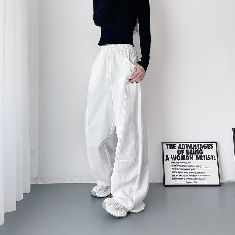 白色大码松弛感宽松显瘦阔腿裤女秋季新款胖mm梨形身材休闲运动裤,淘宝优惠券,粉丝福利购,淘宝优惠卷