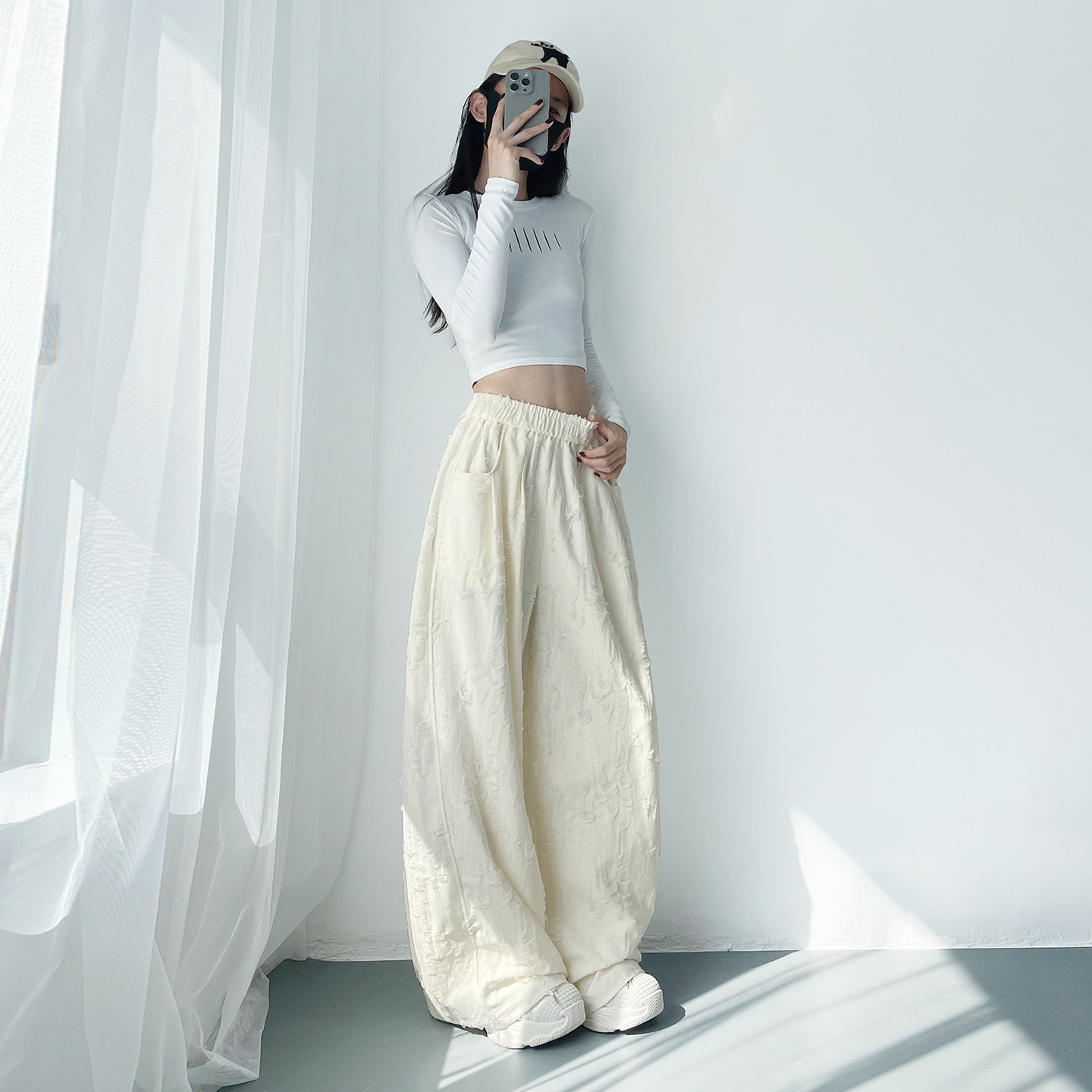 大码软糯破洞阔腿裤女2026春季新款胖mm宽松下显瘦设计感乞丐裤子,淘宝优惠券,粉丝福利购,淘宝优惠卷