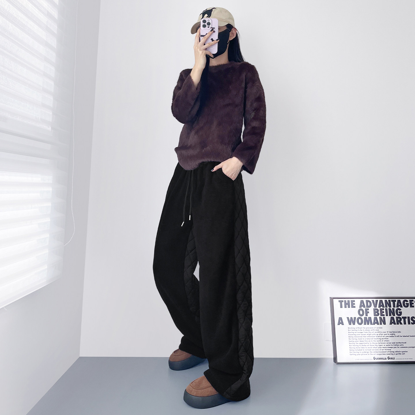 大码显瘦保暖不臃肿拼接羽绒阔腿裤女冬季防寒加绒加厚运动卫裤子,淘宝优惠券,粉丝福利购,淘宝优惠卷