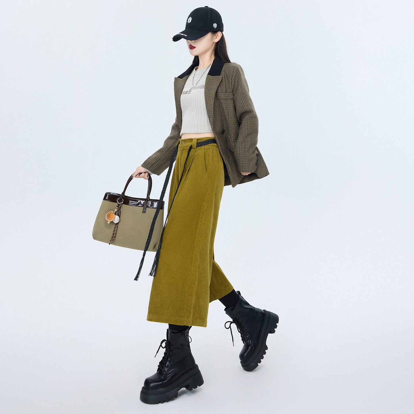 大码灯芯绒七分直筒阔腿裤冬季老钱风小个子酷飒设计感胖mm休闲裤,淘宝优惠券,粉丝福利购,淘宝优惠卷