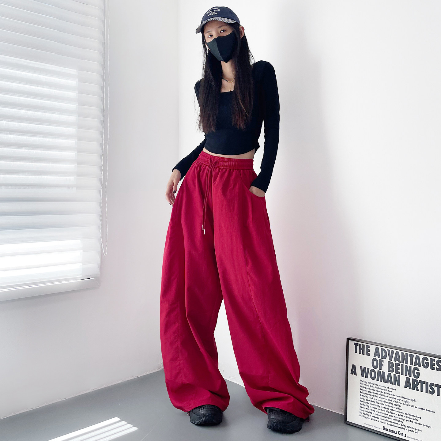 大码宽松显瘦大裤腿阔腿裤子女2026春季新款胖mm慵懒休闲运动卫裤,淘宝优惠券,粉丝福利购,淘宝优惠卷