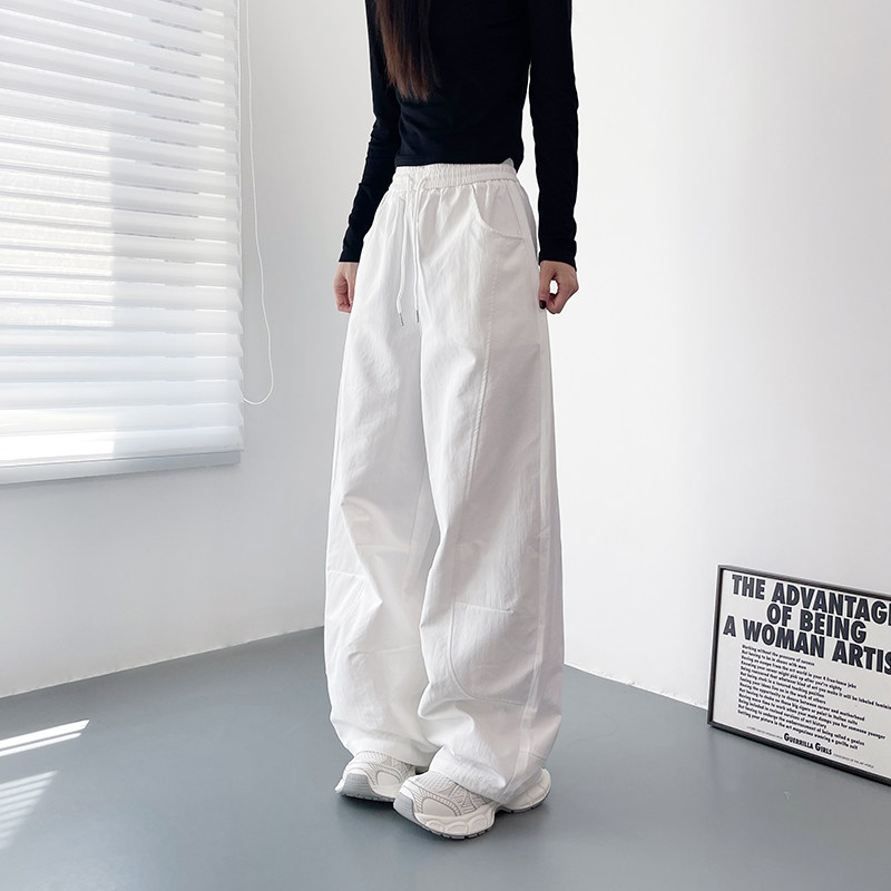 白色大码松弛感宽松显瘦阔腿裤女秋季新款胖mm梨形身材休闲运动裤,淘宝优惠券,粉丝福利购,淘宝优惠卷