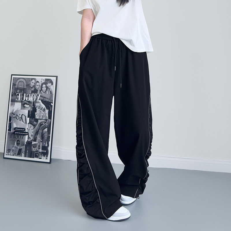 大码春季运动裤女胖mm高腰抽绳褶皱宽松显瘦藏肉设计感休闲速干裤,淘宝优惠券,粉丝福利购,淘宝优惠卷