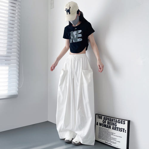 姜黄色设计感大码松弛感胖mm2026夏季新款高腰遮肉显瘦弯刀拖地裤 - 图3