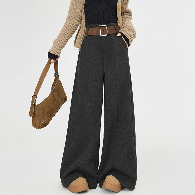 毛呢西装裤女冬季加厚保暖防寒阔腿裤大妈胖mm显瘦修身拖地休闲裤,淘宝优惠券,粉丝福利购,淘宝优惠卷