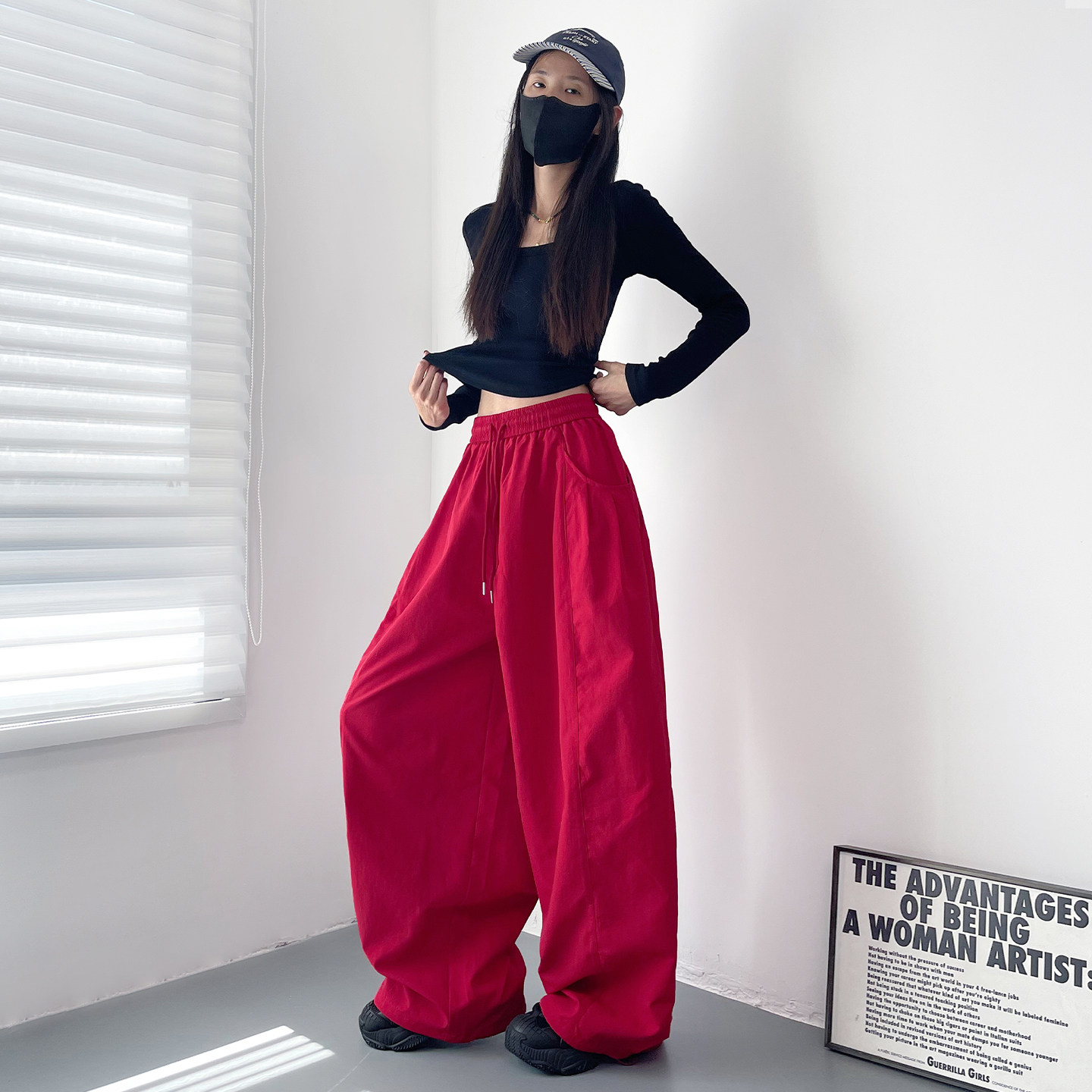 大码宽松显瘦大裤腿阔腿裤子女2026春季新款胖mm慵懒休闲运动卫裤,淘宝优惠券,粉丝福利购,淘宝优惠卷