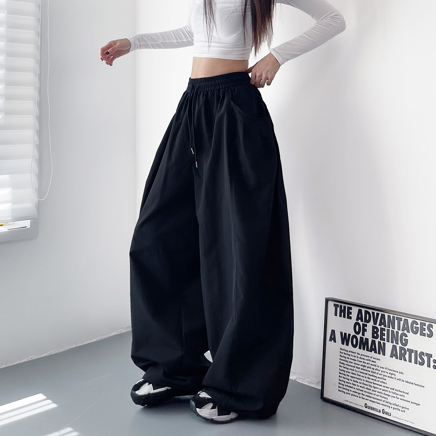 大码宽松显瘦大裤腿阔腿裤子女2026春季新款胖mm慵懒休闲运动卫裤,淘宝优惠券,粉丝福利购,淘宝优惠卷