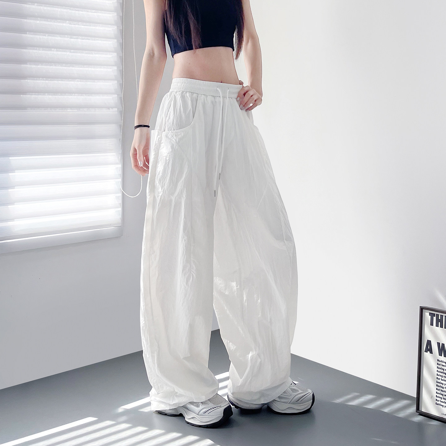 Mi slightly plus size fat mm summer slimming casual wide leg pants