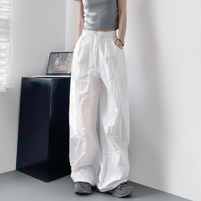 大码白色冰丝速干工装裤女夏季胖mm宽松显瘦休闲裤酷飒少女阔腿裤,淘宝优惠券,粉丝福利购,淘宝优惠卷