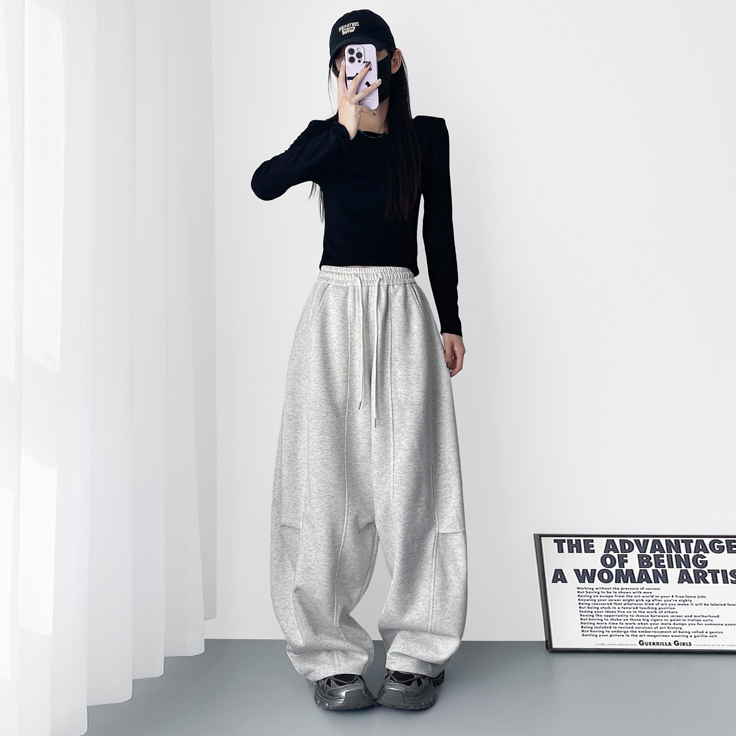 阔腿裤冬季显瘦松弛感大裤腿运动裤女大码胖mm慵懒风垂感休闲裤子,淘宝优惠券,粉丝福利购,淘宝优惠卷