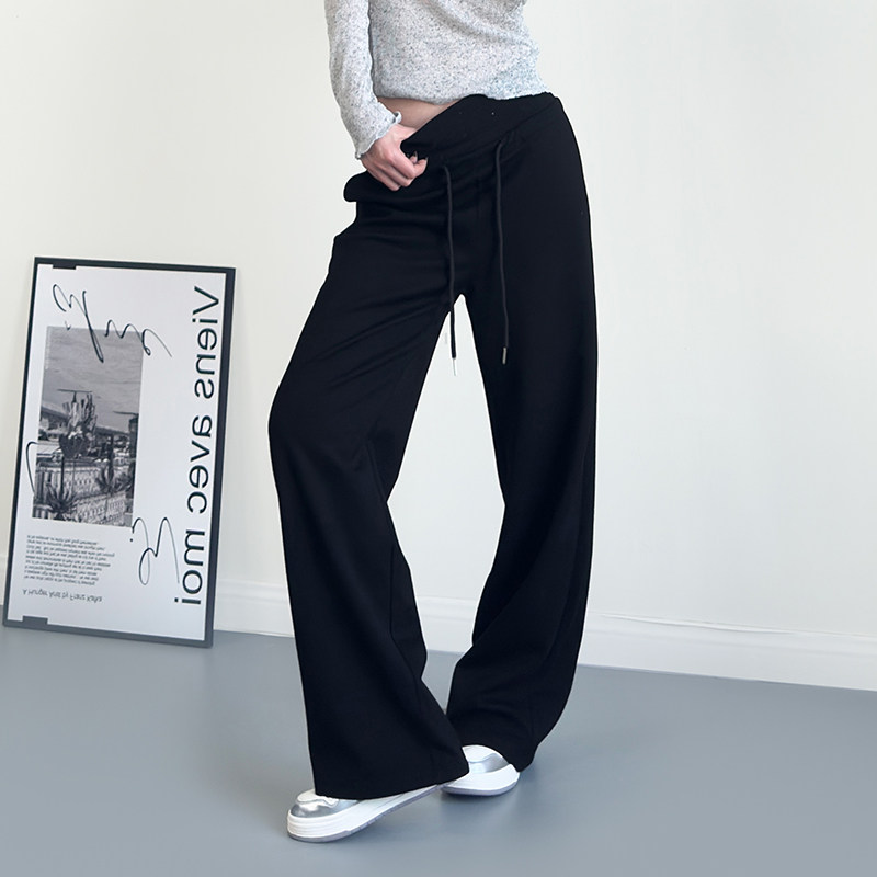 大码休闲裤女2025春季新款胖mm高腰螺纹阔腿裤宽松显瘦遮肉拖地裤,淘宝优惠券,粉丝福利购,淘宝优惠卷