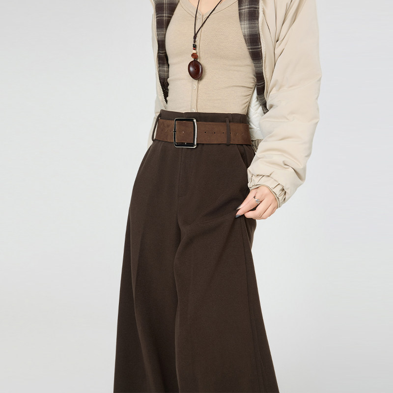 毛呢西装裤女冬季加厚保暖防寒阔腿裤大妈胖mm显瘦修身拖地休闲裤,淘宝优惠券,粉丝福利购,淘宝优惠卷