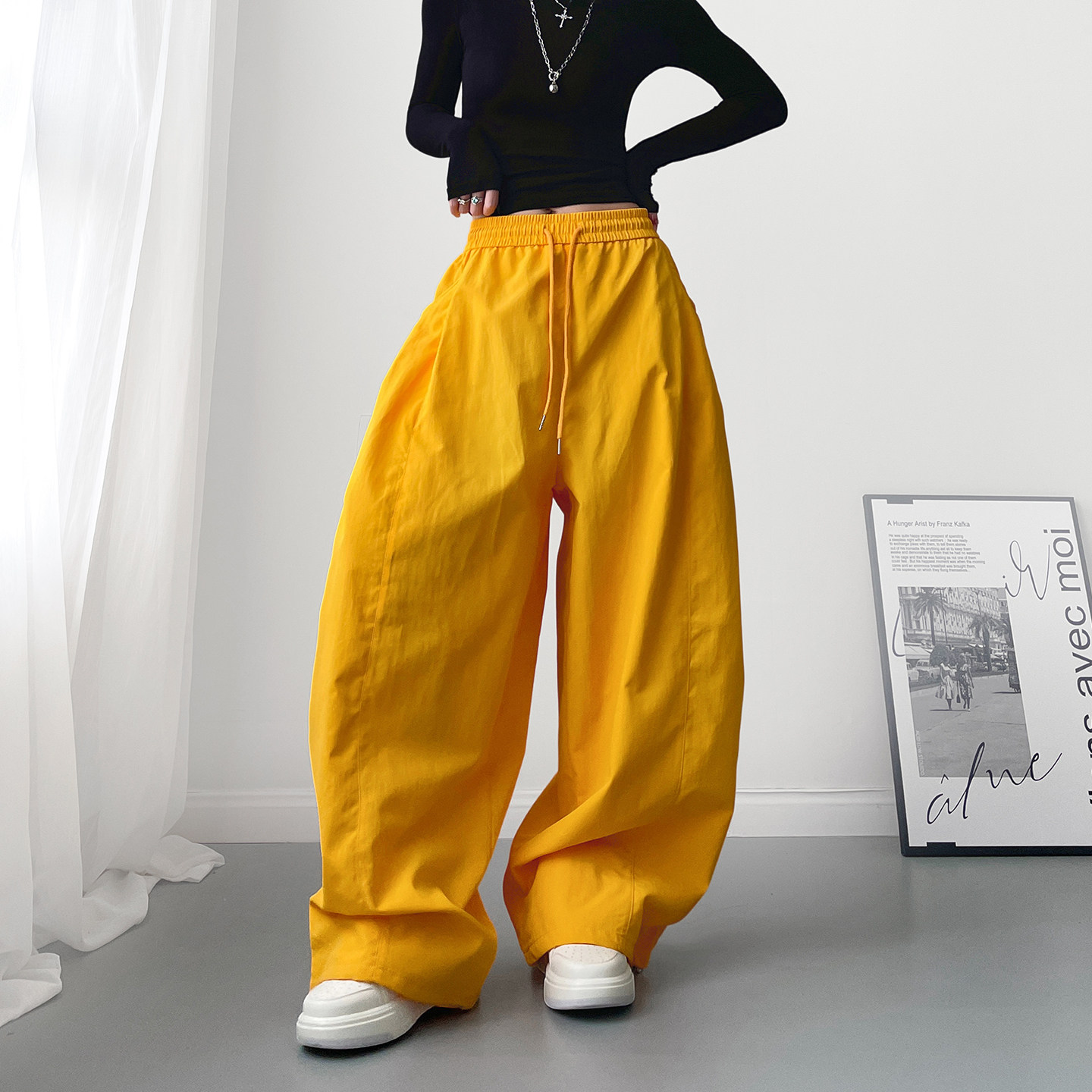 梨型身材显瘦慵懒风大裤腿运动裤子女秋季大码胖mm跳舞休闲阔腿裤,淘宝优惠券,粉丝福利购,淘宝优惠卷