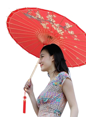 江南手工纸伞红色实用雨伞中国风