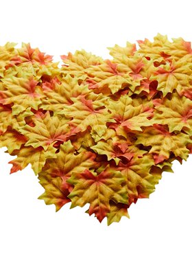 丰收节8cm仿真枫叶50片一包感恩节圣诞节装饰枫叶长期现货