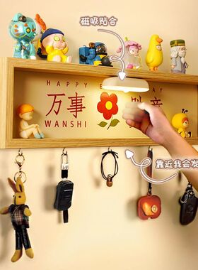 玄关入户装饰画门口走廊过道LED灯免打孔盲盒收纳装饰画