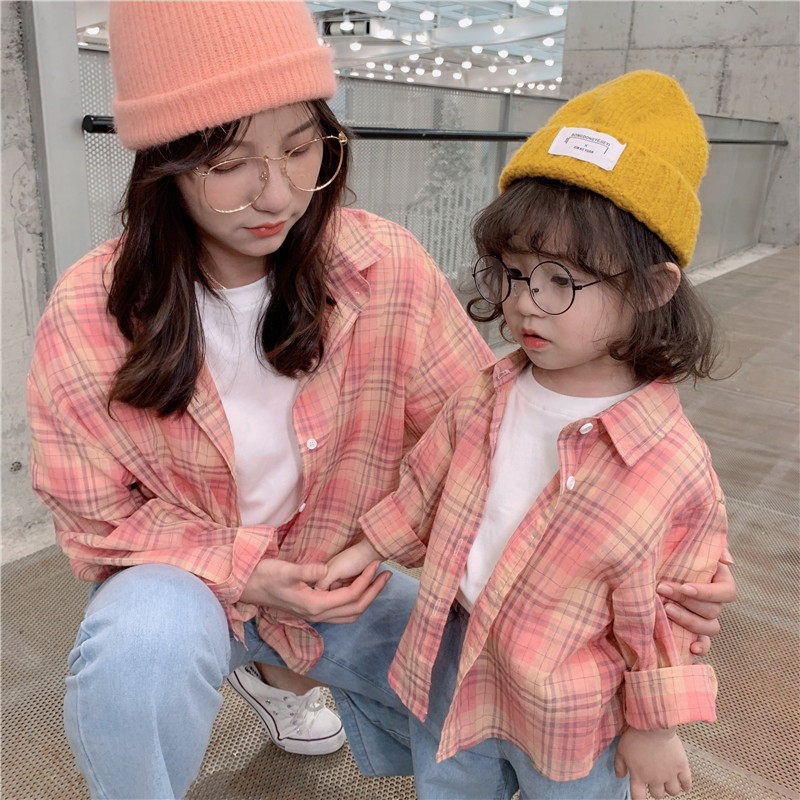 2020新款韩版亲子装母女春秋季衬衫 三叶四叶亲子装/亲子时装