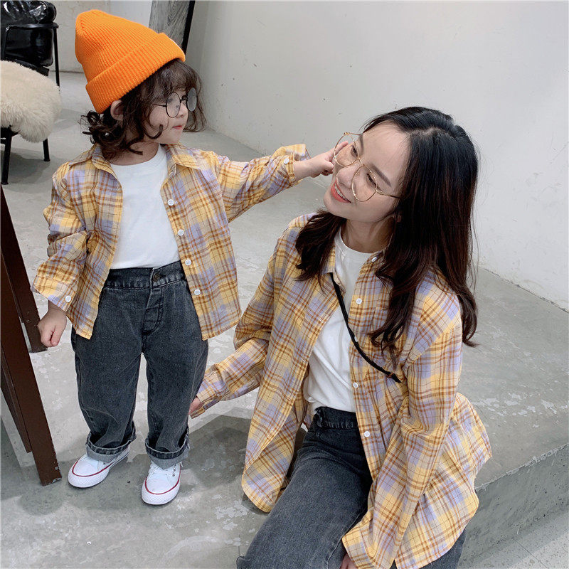 2020新款韩版亲子装母女春秋季衬衫 三叶四叶亲子装/亲子时装