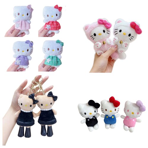 可爱毛绒KT猫玩偶公仔钥匙扣挂件玩具hellokitty书包卡通娃娃 - 图1