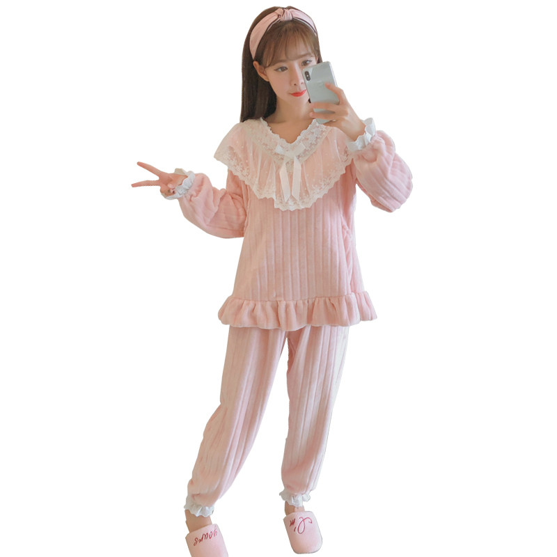 秋冬季月子服孕妇珊瑚绒怀孕期睡衣 薇丁妮家居服套装