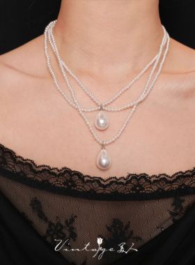 海伦娜公主~多层珍珠水滴项链