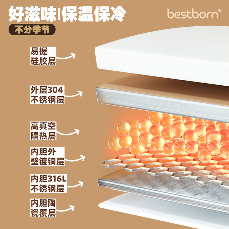 贝适邦学生爆款陶瓷不锈钢三饮水杯ins风提绳保温水杯食品级,淘宝优惠券,粉丝福利购,淘宝优惠卷