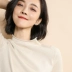 19 mùa xuân mới năm điểm tay áo len nửa cổ áo dệt kim nửa tay áo sơ mi tay áo lỏng lẻo - Cộng với kích thước quần áo áo voan kiểu Cộng với kích thước quần áo