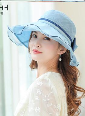 布塔桑蚕丝太阳帽女夏真丝时尚防晒女帽可折叠遮阳帽防紫外线凉帽