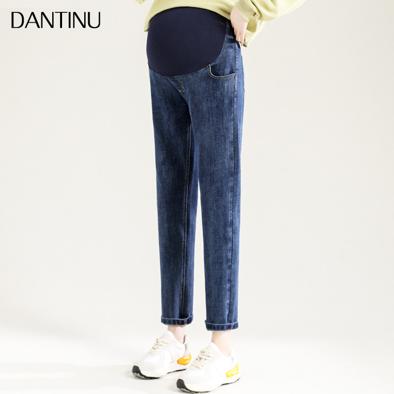 孕妇春季潮妈外穿长款宽松牛仔裤 丹媞奴孕妇直筒裤