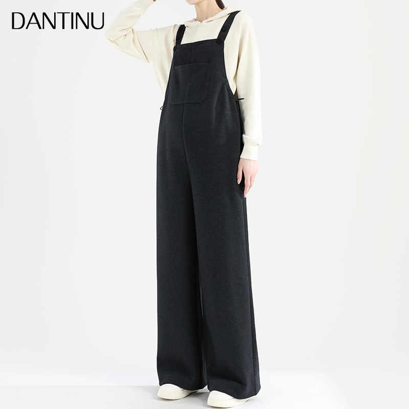 孕妇针织背带裤秋冬款2025新款冬季加绒加厚休闲宽松时尚大码套装 - 图3