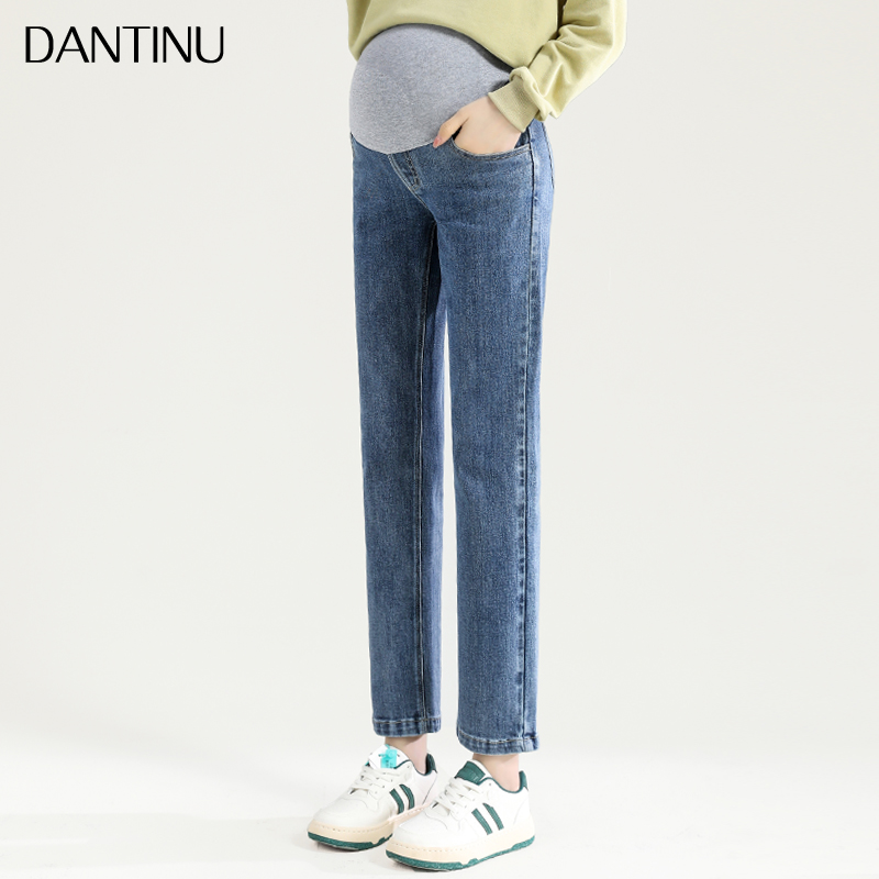 孕妇春季外穿小个子休闲窄版牛仔裤 丹媞奴孕妇直筒裤