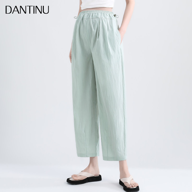 孕妇外穿夏款2025新款抽绳无托腹九分宽松小个子直筒气球裤,淘宝优惠券,粉丝福利购,淘宝优惠卷