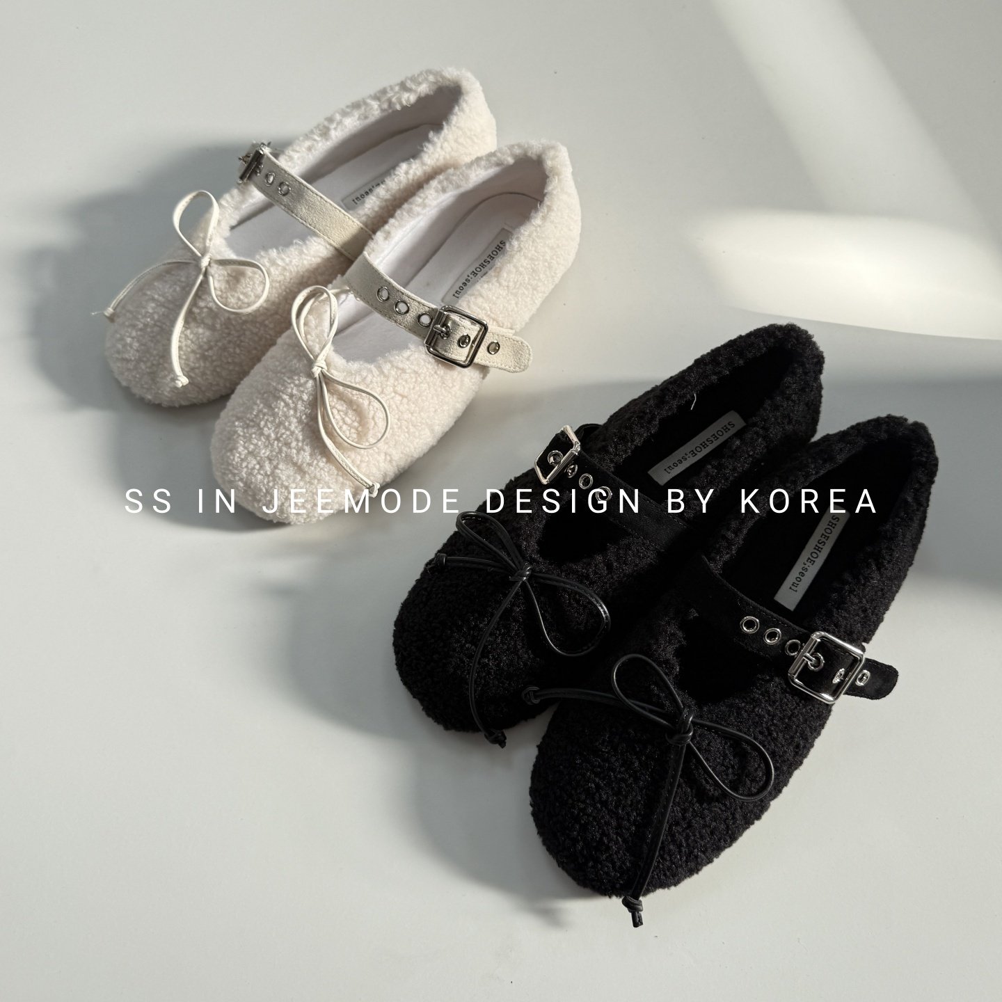 小池在首尔秋冬季新款甜美蝴蝶结一字扣带平底毛毛玛丽珍鞋棉鞋女,淘宝优惠券,粉丝福利购,淘宝优惠卷