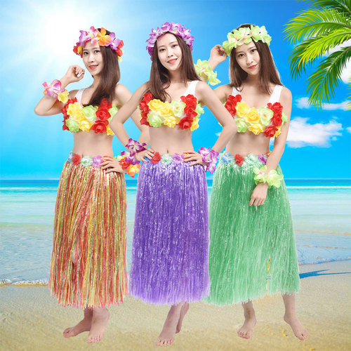 夏威夷草裙舞服装表演成人服装海草舞节日舞蹈演出服儿童草裙套装 - 图2