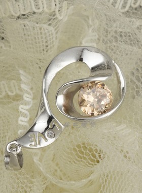 LOVE吊坠纯银项链镶嵌紫色水晶