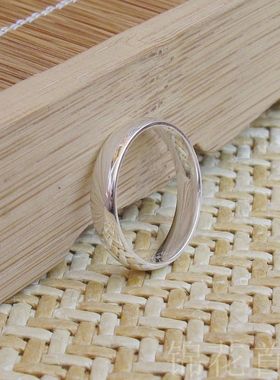 光面纯银戒指999足银男女情侣戒指对戒银指环尾戒银饰品戒子闭口