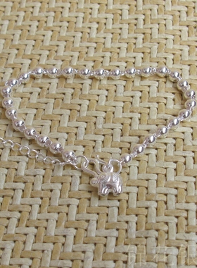 小象纯银手链女999足银手链银珠手链纯银珠手链串珠链子银饰品