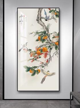 新中式入户玄关装饰画走廊过道尽头竖版壁画现代简约寓意进门挂画