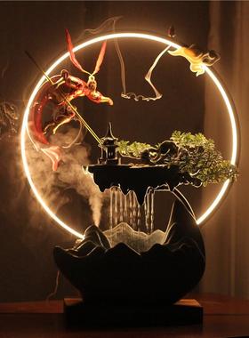 创意循环流水喷泉招财风水摆件客厅办公室桌面雾化加湿器开业礼品