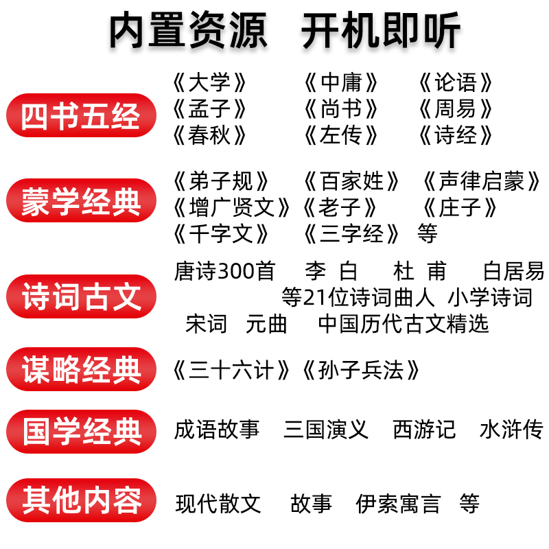 国学机故事机早教机儿童弟子规三字经典听读机唐诗古诗儿歌播放器-图0