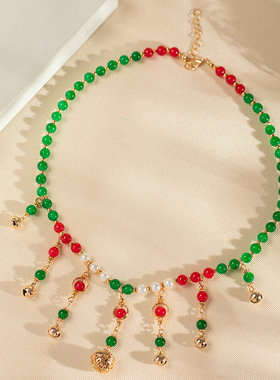 古风璎珞项链国风吊坠汉服软璎珞绿色复古新中式锁骨链古装项饰