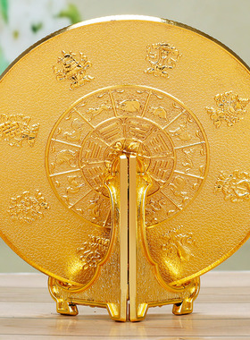 藏式彩绘十相自在圆盘八吉祥合金