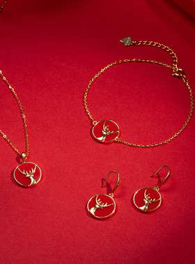 设计师一路有你系列麋鹿银项链