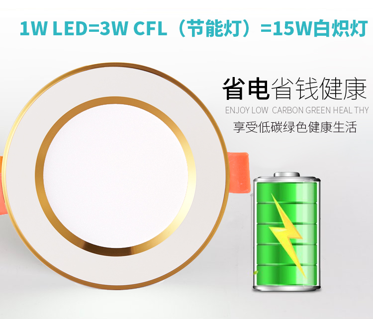 led筒灯3w嵌入式天花灯射灯6cm开孔5 5.5 6公分洞灯客厅三色变光 - 图2