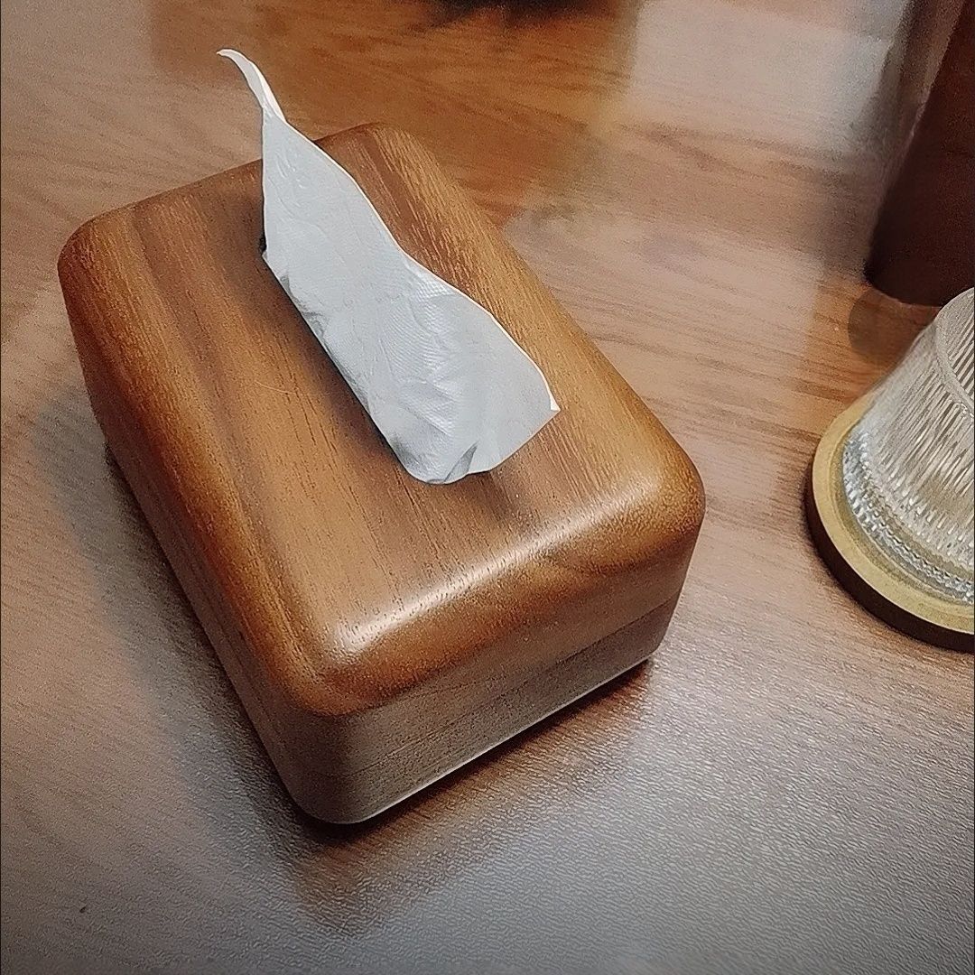 胡桃木纸巾盒 家用桌面餐巾纸收纳盒 复古轻奢创意抽纸盒 - 图0