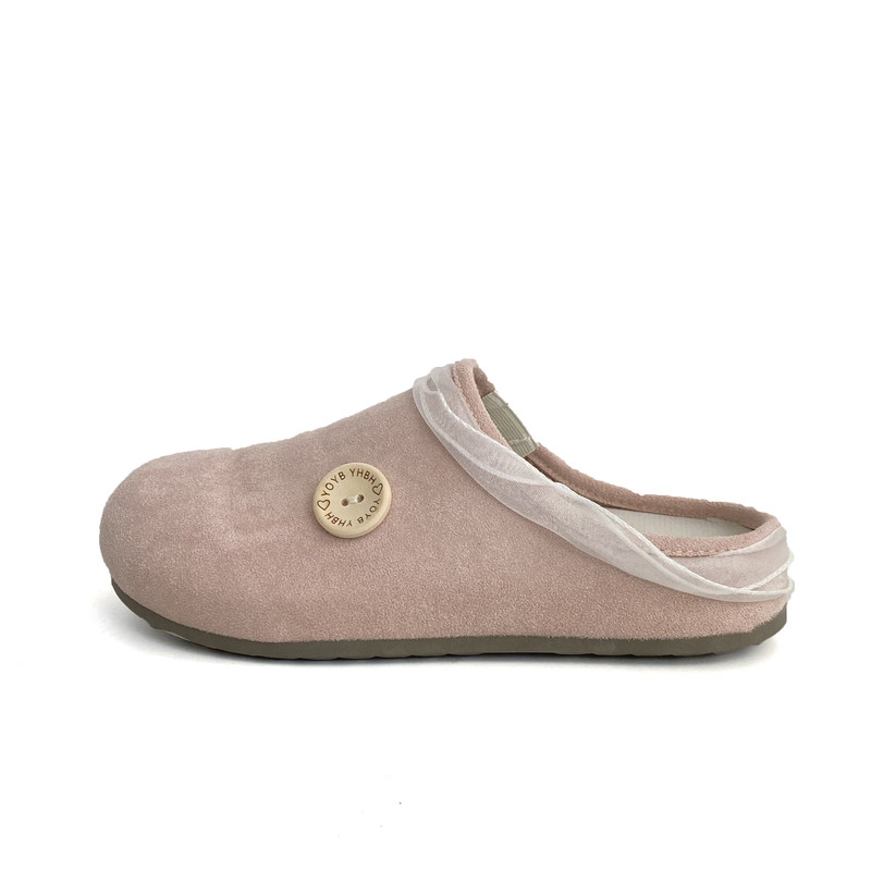 女士夏季新款厚底勃肯鞋懒人包头半拖鞋丝带纽扣软底外穿休闲 - 图3