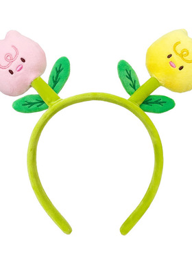 郁金香花朵新款发箍超萌毛毛虫卡通头饰表演出游拍照发卡可爱头箍