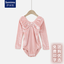 Childrens dance suit Girls gold velvet exam class Practice Utiliti Young Children Ballet Dancer Dance Test Class Body Suit