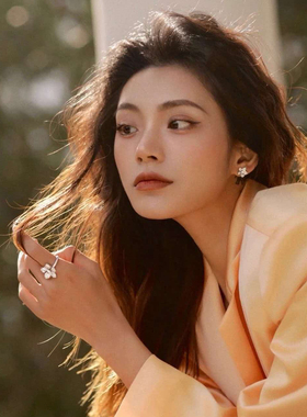 G。顶版925纯银小号繁花耳钉女满钻五瓣花轻奢高级感镶钻花朵耳钉