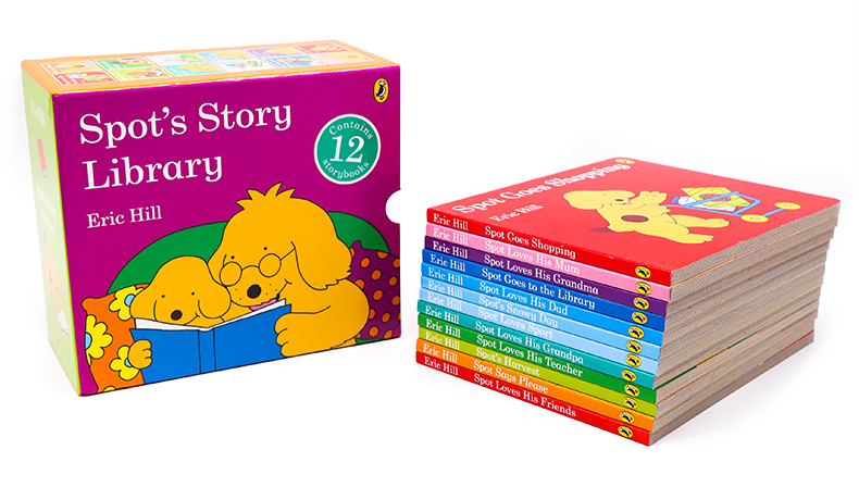 where is spot 小玻在哪里同系列 小玻小小图书馆12册礼盒装 Spot's Story Library 英文原版绘本小玻成长 原版英文书 Eric Hill - 图2